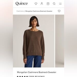 Quince Mongolian Cashmere Boatneck Sweater - Brown